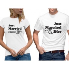 T-Shirt  Μπλούζα Just Married Him - Her